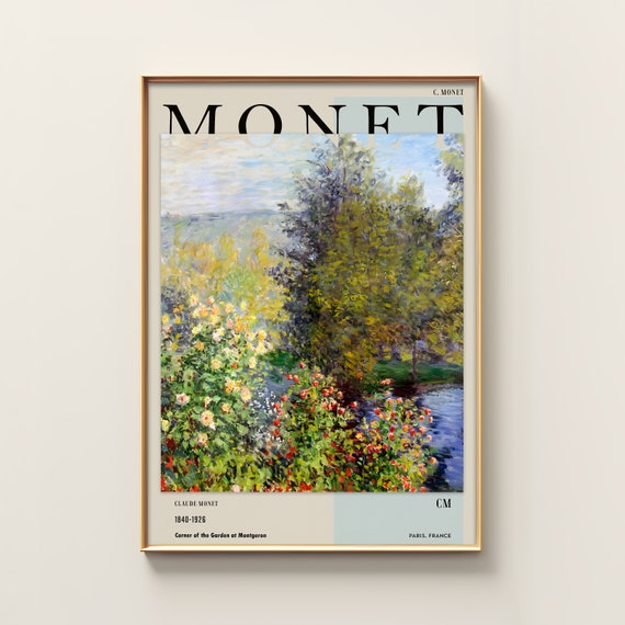 Claude Monet Print Exhibition Vintage Poster Modern Neutral Wall Art Mid Century