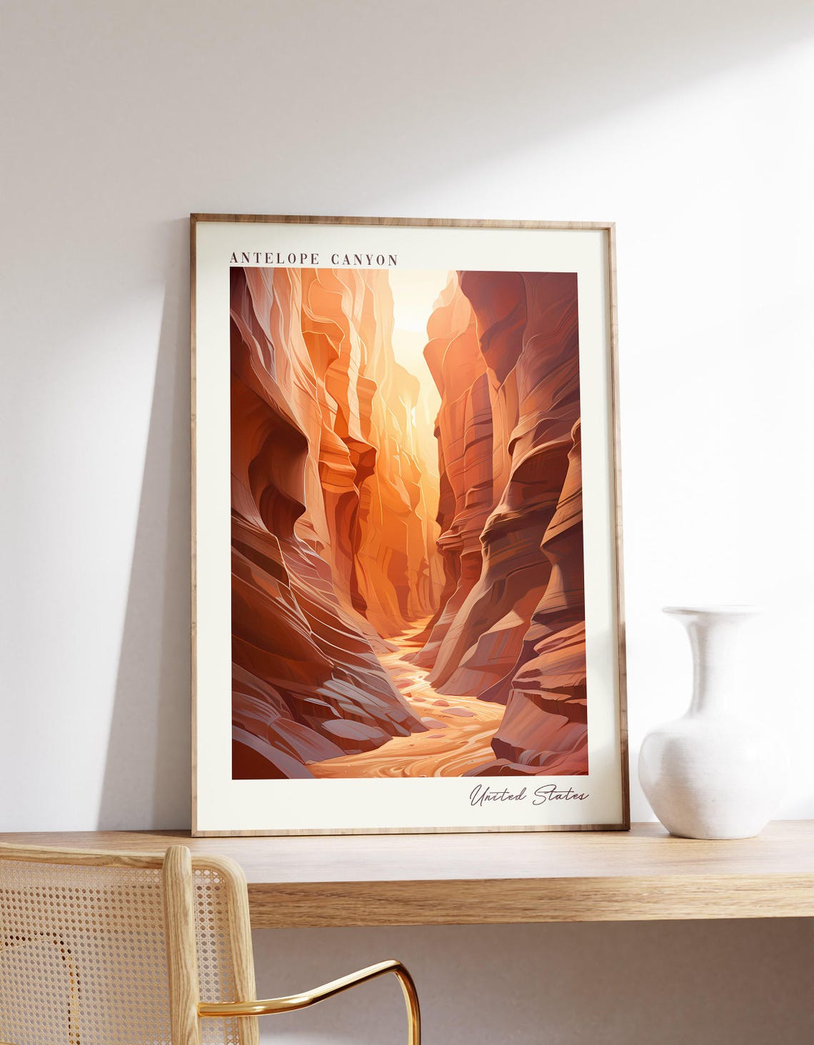 Antelope Canyon Travel Poster United States Decor Print