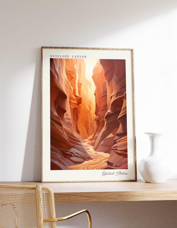 Antelope Canyon Travel Poster United States Decor Print