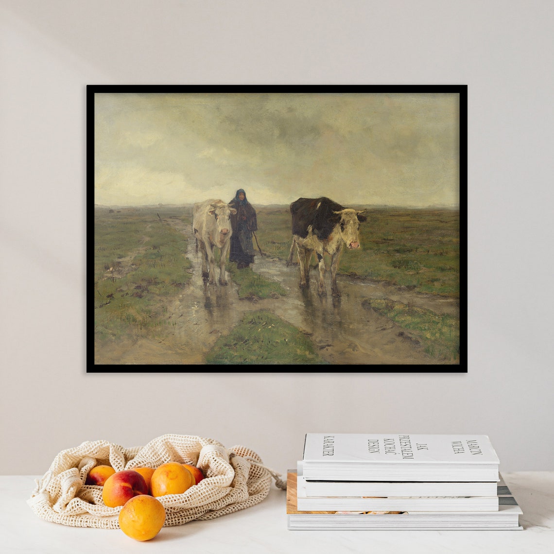 Anton Mauve Changing Pasture 1880 Vintage Cows Farmhouse Poster