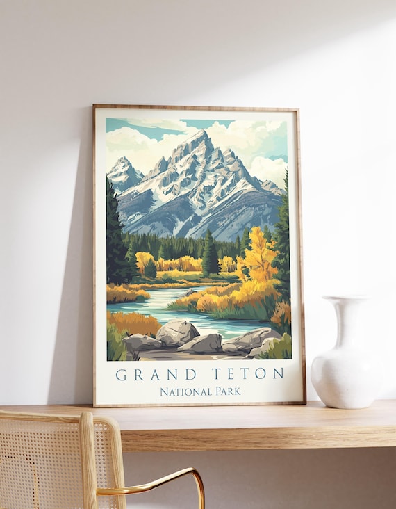 Grand Teton Travel Poster, National Park Art Print