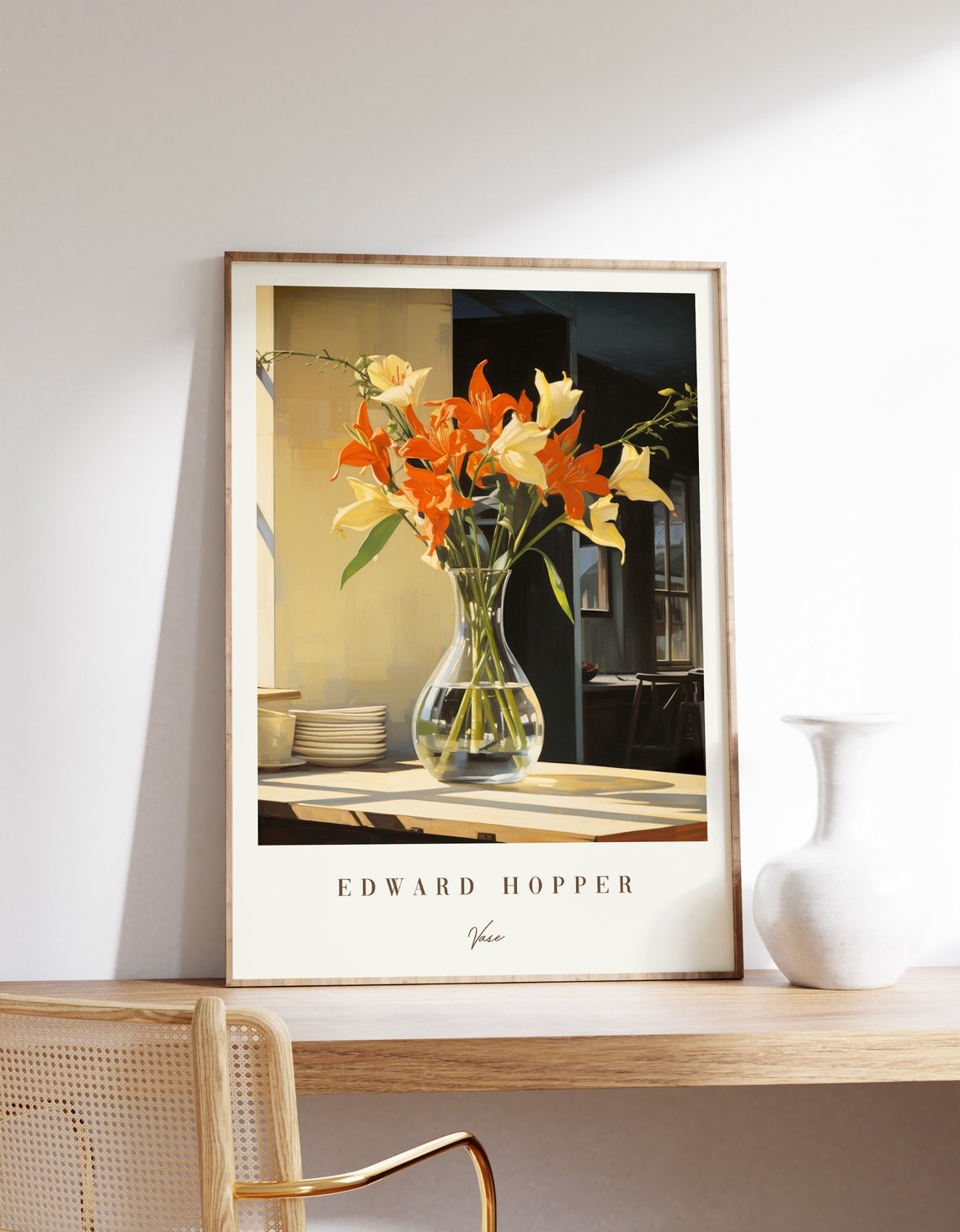 Edward Hopper Vase Orange Lilies Sunlit Kitchen Table Art Poster