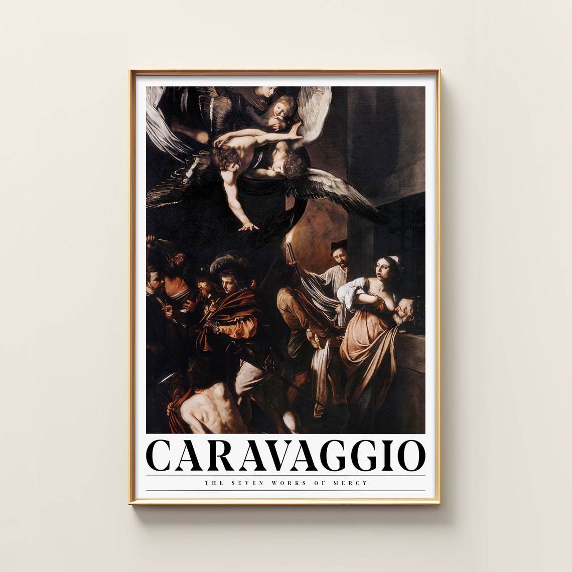 Caravaggio The Seven Works of Mercy Baroque Masterpiece Wall Poster