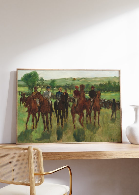 Edgar Degas The Riders 1885 Vintage Horse Painting Impressionist Print Blue Sky Poster Landscape Canvas Wall Art Home Decor