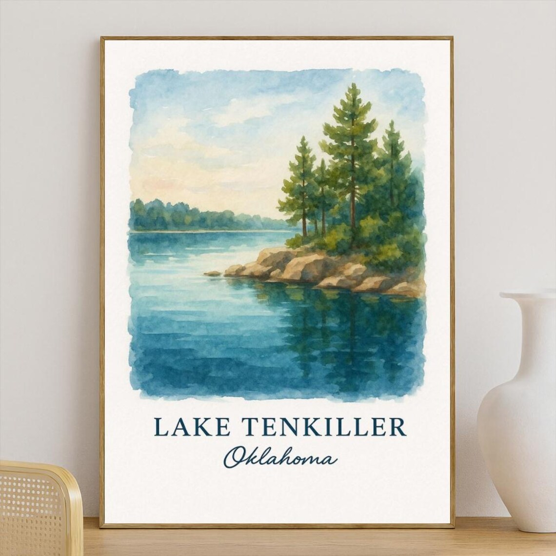 Lake Tenkiller Vintage Travel Poster, Oklahoma