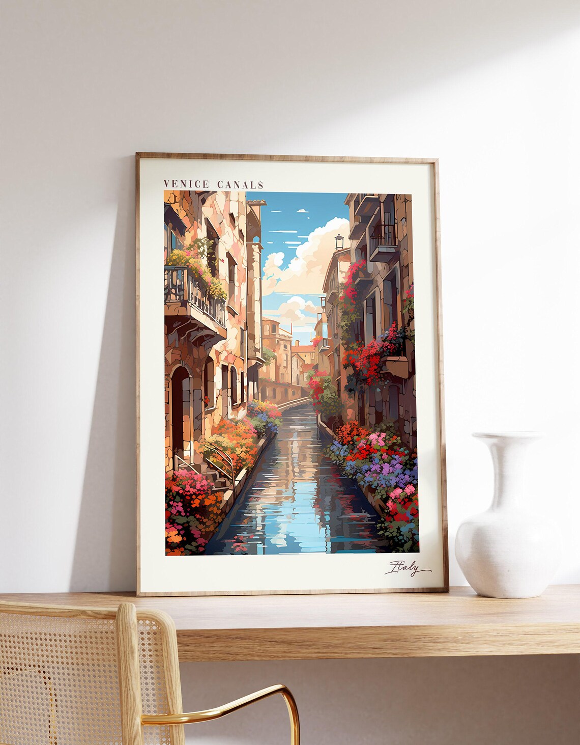Venice Canals Travel Poster, Italy Decor