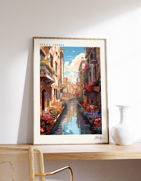 Venice Canals Travel Poster, Italy Decor