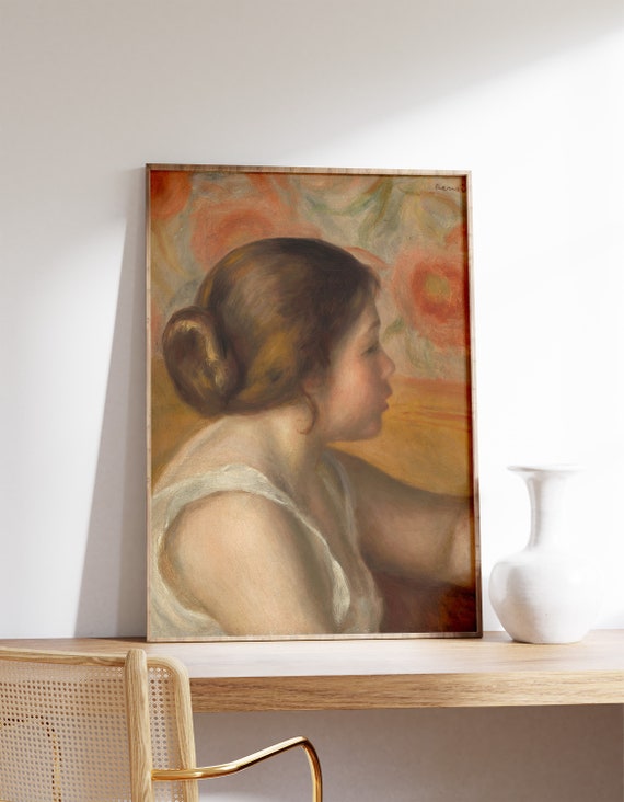 Auguste Renoir Of A Young Girl 1890 Vintage Poster Woman Portrait Painting Print Female Wall Art Canvas