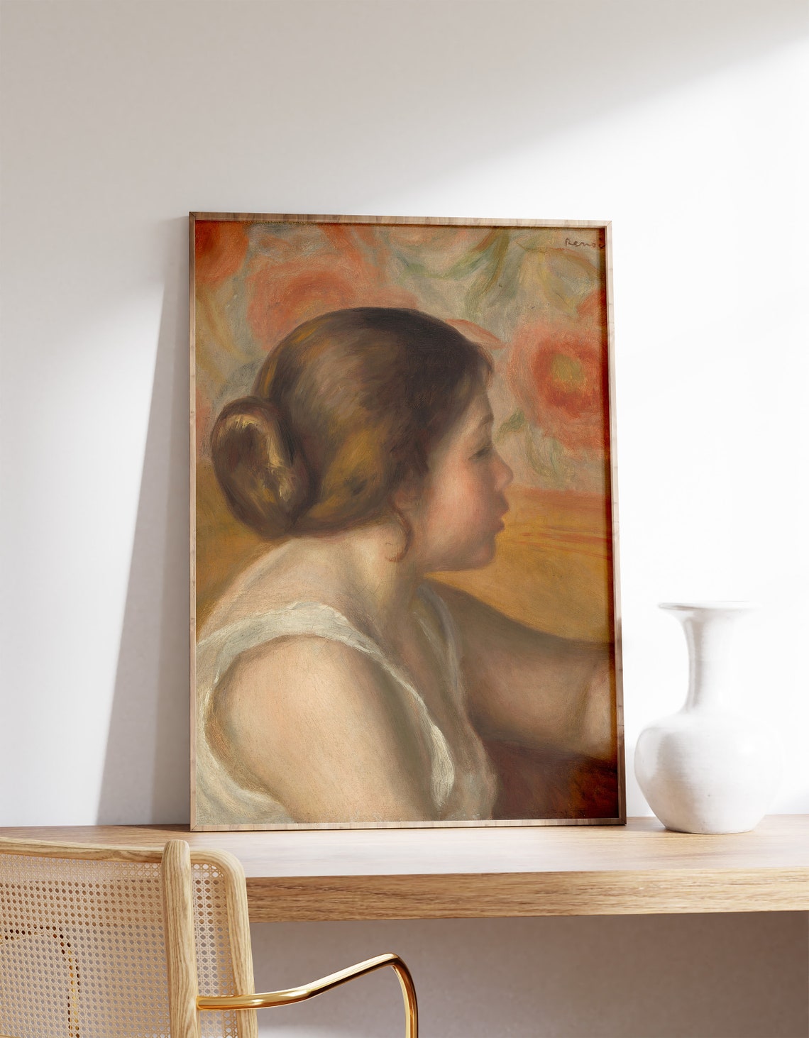 Auguste Renoir Of A Young Girl 1890 Vintage Poster Woman Portrait Painting Print Female Wall Art Canvas