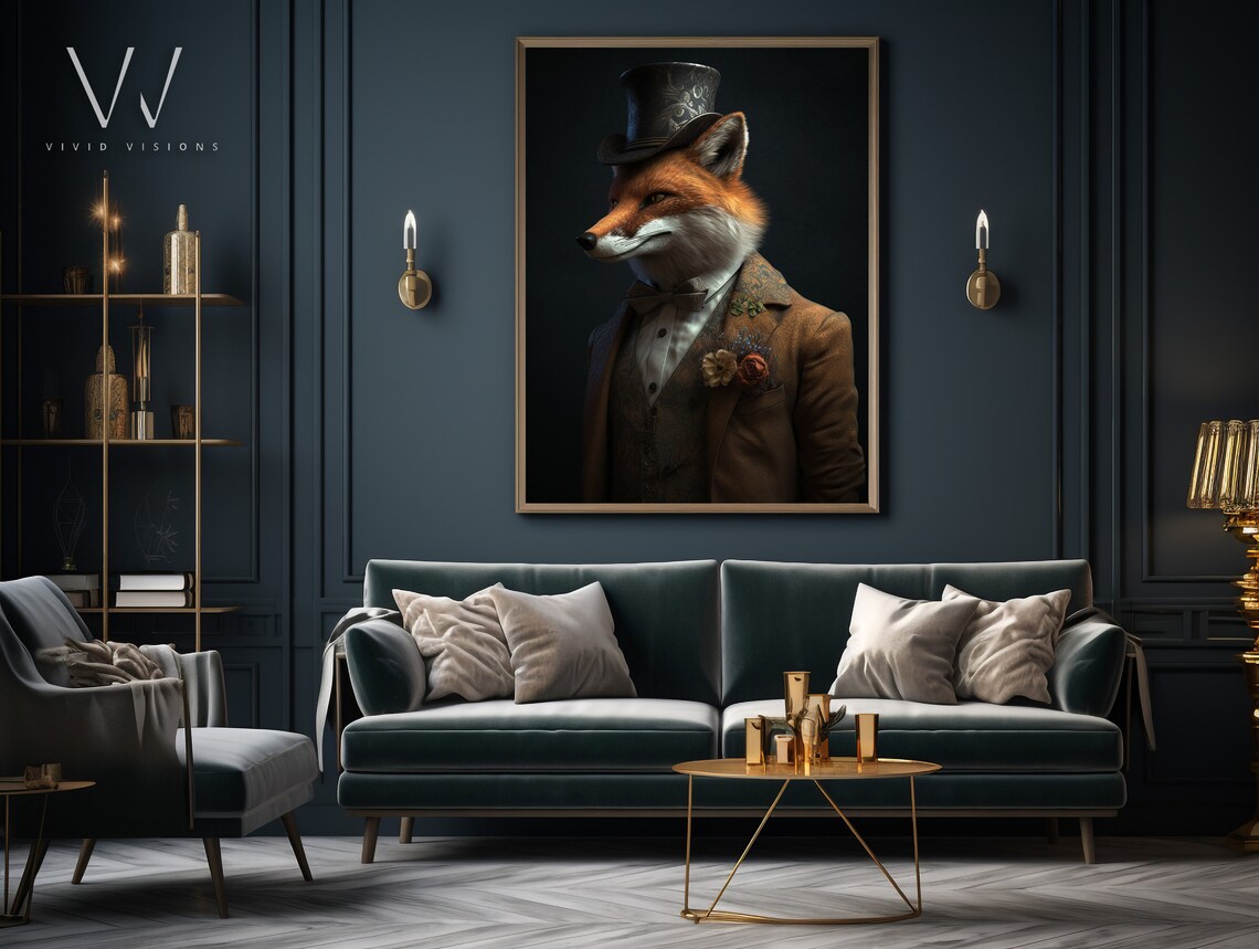 Vintage Victorian Fox In Suit Portrait Art Print - Image 4
