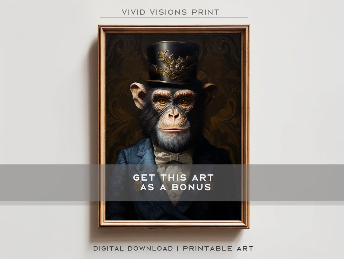 Victorian Gorilla Portrait Royal Armor Red Cape Gothic Art Poster - Image 2