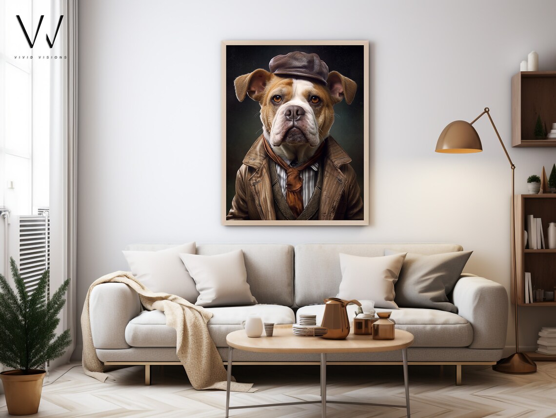 English Bulldog Flat Cap Victorian Gentleman Portrait Poster - Image 4