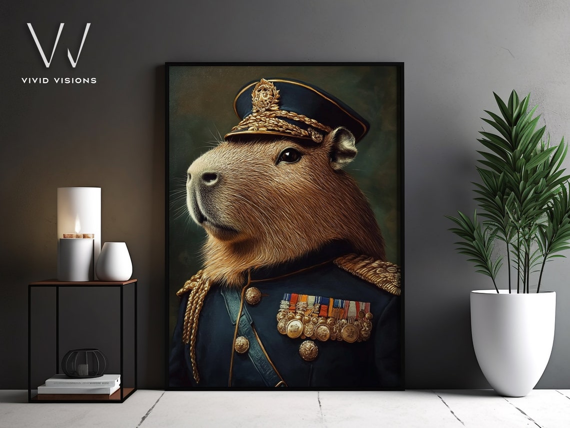 Capybara Commander Portrait In Military Uniform With Medals Poster - Image 4
