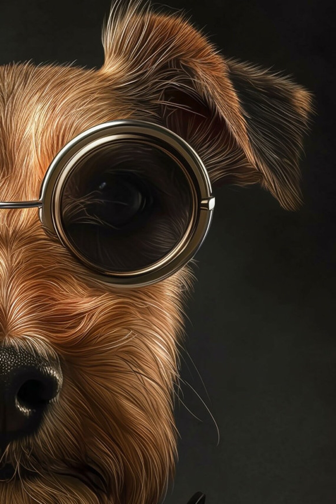 Terrier Dog in Leather Jacket Round Goggles Quirky Pet Portrait Poster - Image 2