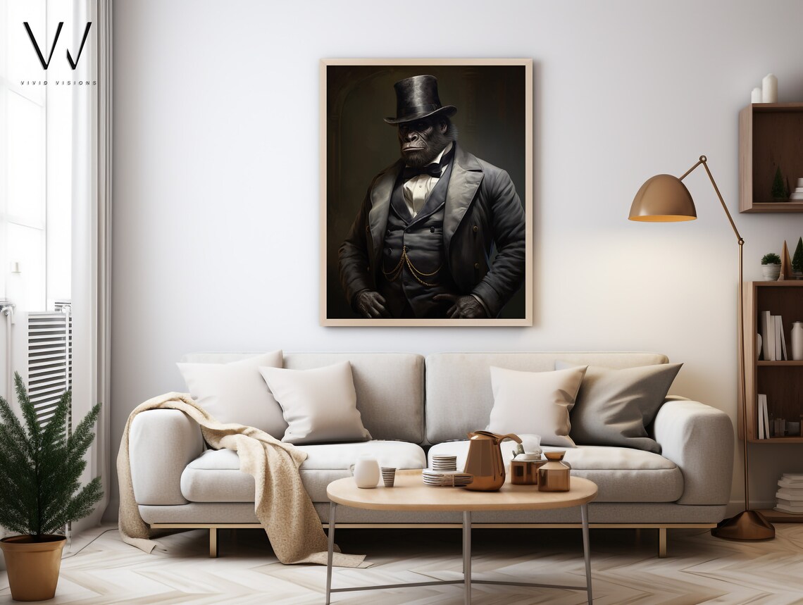 Vintage Aristocratic Gorilla Portrait Art Print - Image 3