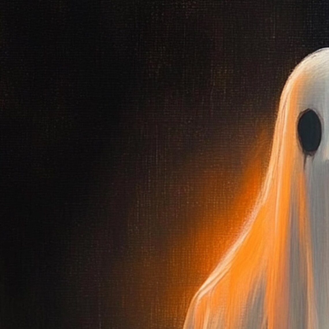 Lone Ghost With A Fiery Orange Glow Poster Minimal Moody Halloween Art - Image 2
