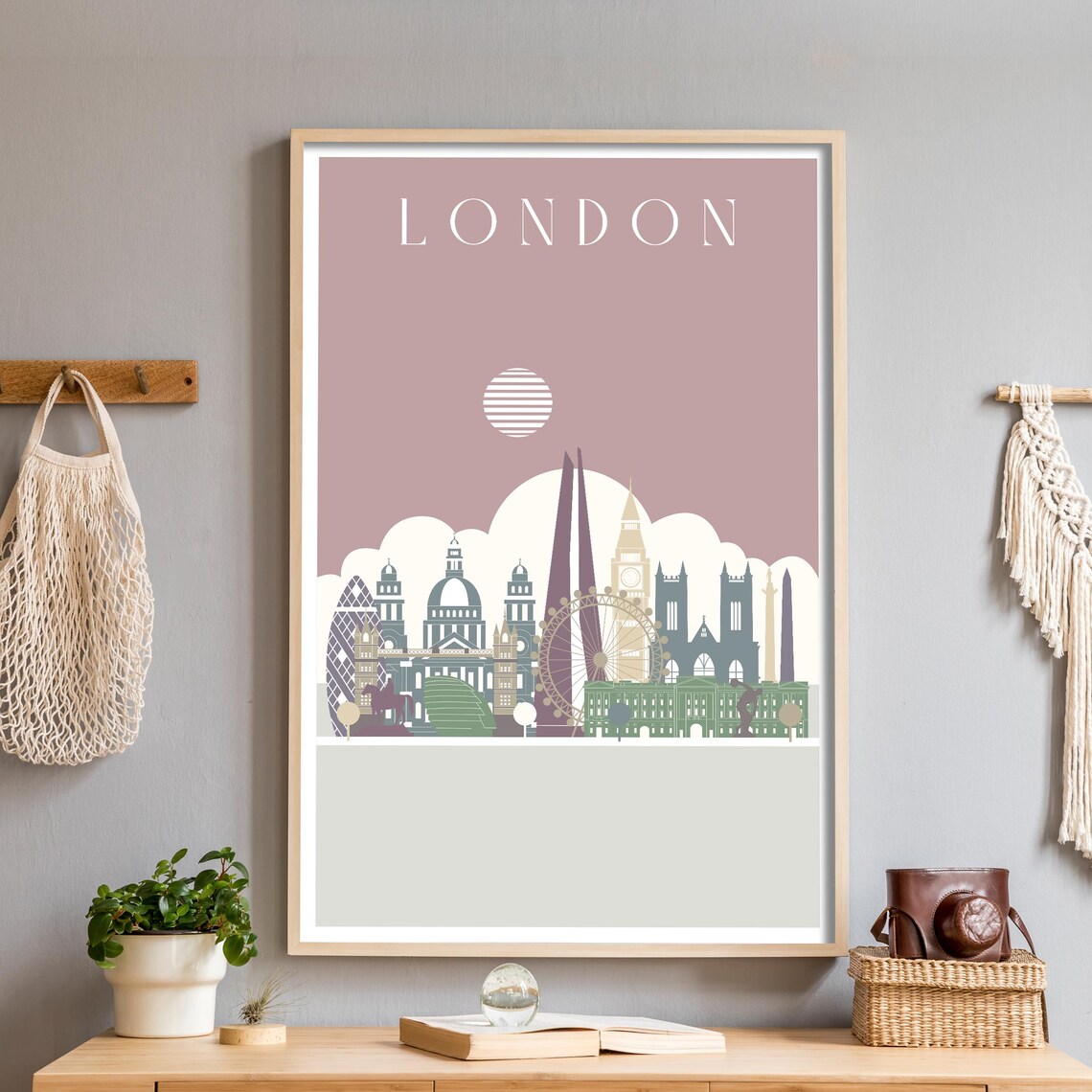 London England Illustrated Skyline With Big Ben Travel Poster
