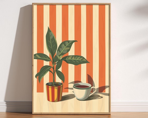 Retro Coffee Print, Minimalist Kitchen Poster