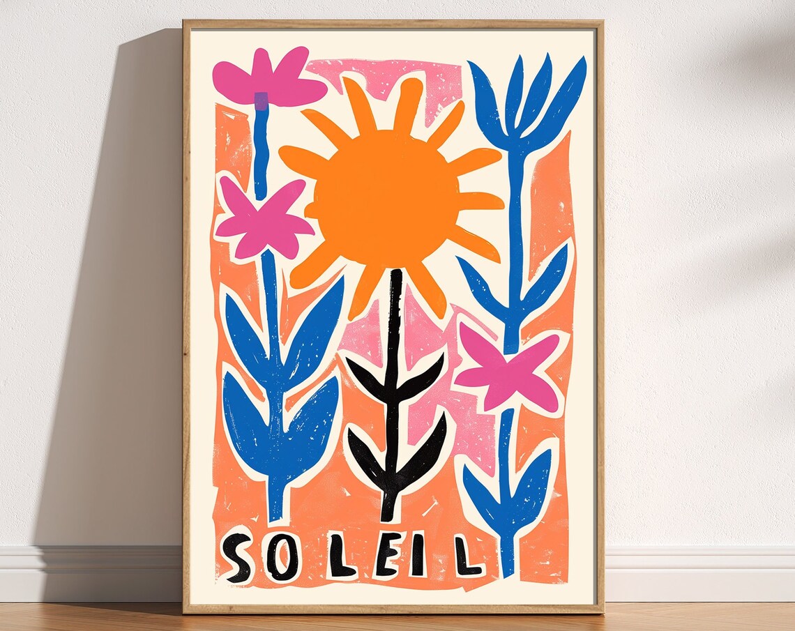 Soleil Retro Sun Art Print, Boho Summer Decor