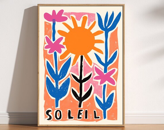 Soleil Retro Sun Art Print, Boho Summer Decor