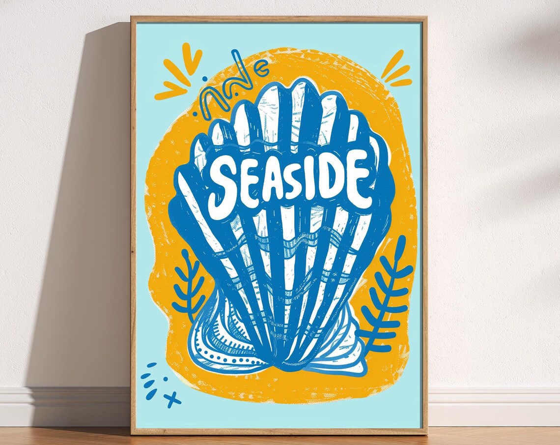 Seaside Modern Abstract Seashell Coastal Art Print