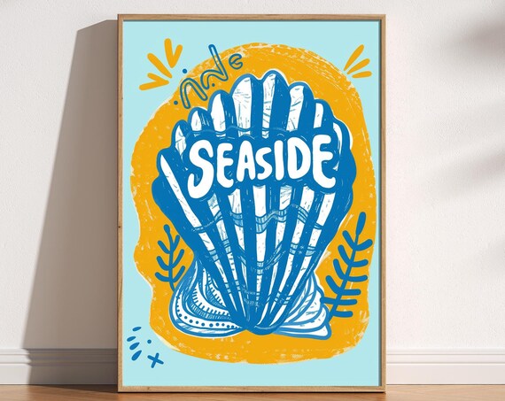 Seaside Modern Abstract Seashell Coastal Art Print