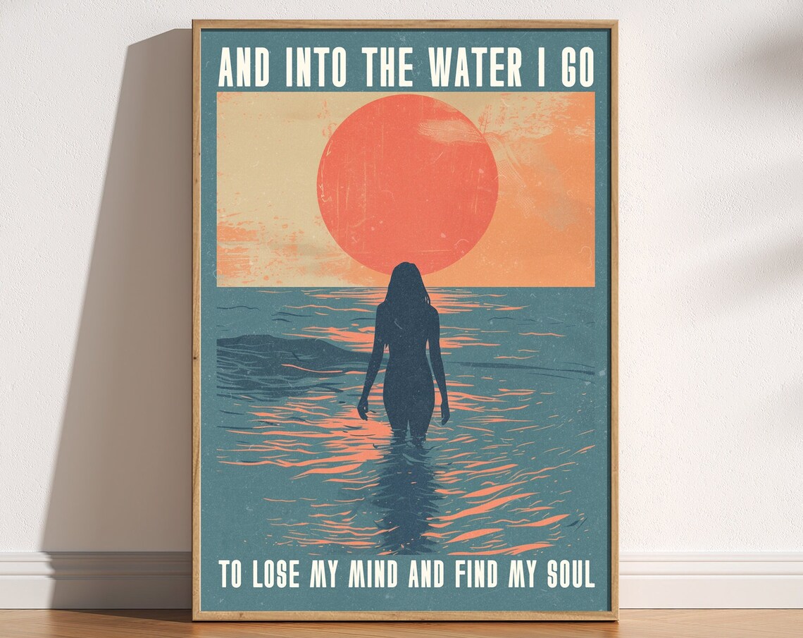 Into The Water I Go Vintage Retro Poster