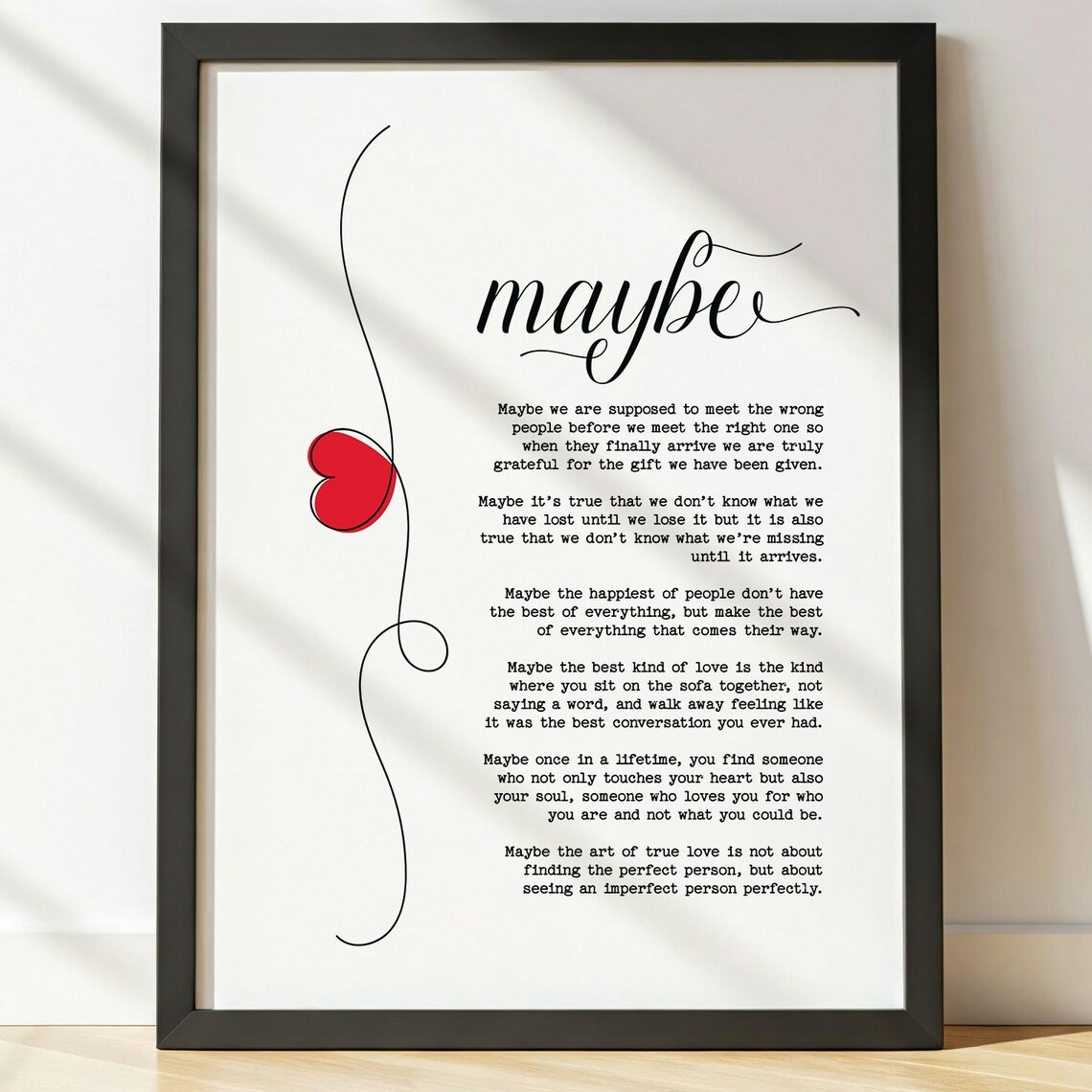 Maybe Poem Art Print, Romantic Anniversary Gift