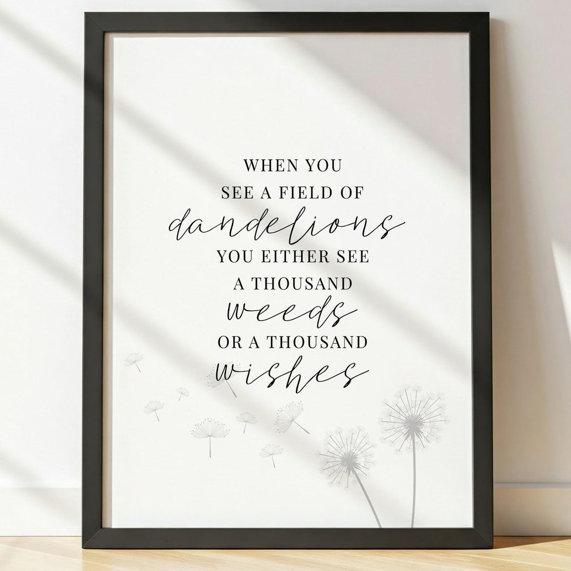 Field of Dandelions Thousand Wishes Mixed Script Retro Poster