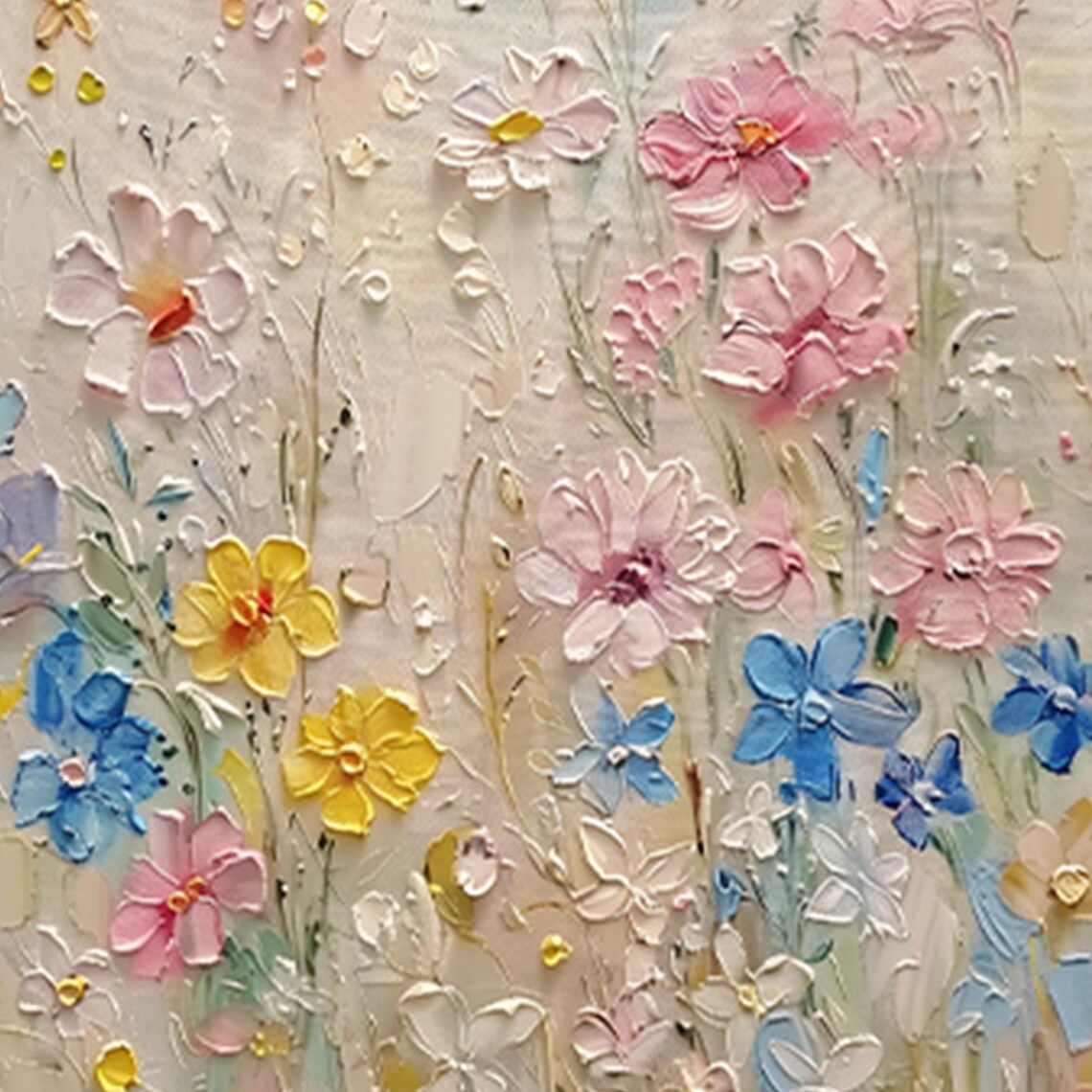 Colorful Flower Oil Painting, Modern Floral Art Print - Image 3