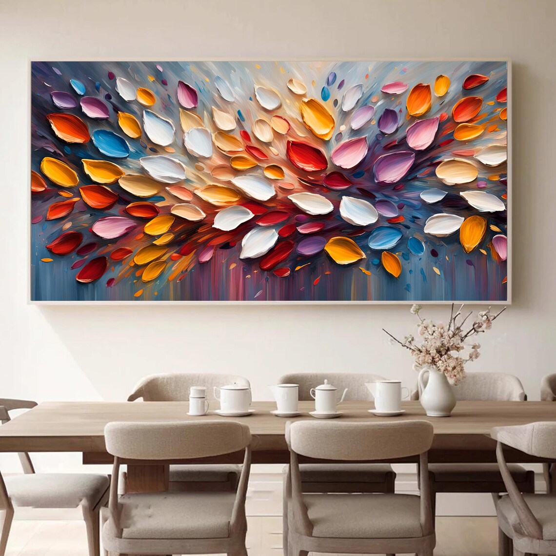 Colorful Floral Oil Painting, Boho Wall Art Print - Image 4