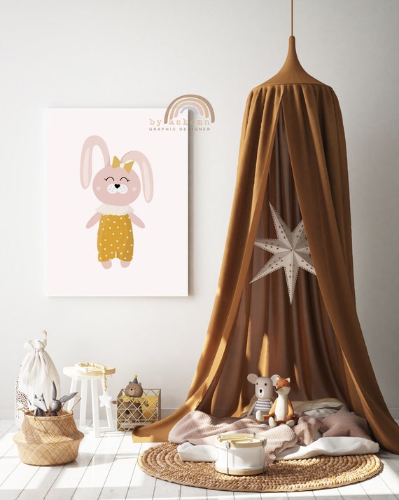 Nursery Wall Art Baby Room Poster Bunny Nursery Decor Rainbow Nursery Print Art Montessori Printables Poster Boho Nursery Wall Art