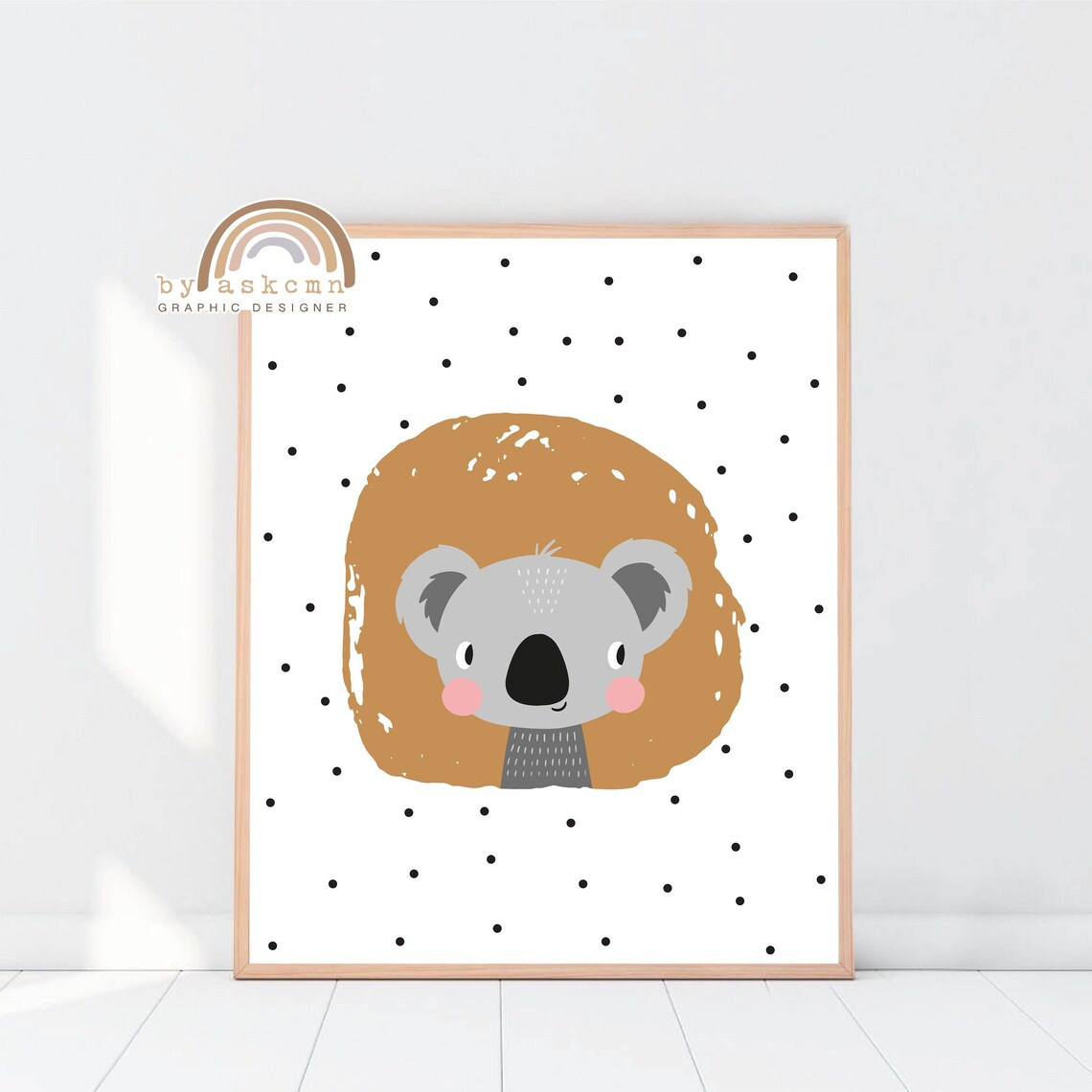 Cute Baby Koala Nursery Tan Circle Safari Kids Room Decor Poster - Image 5
