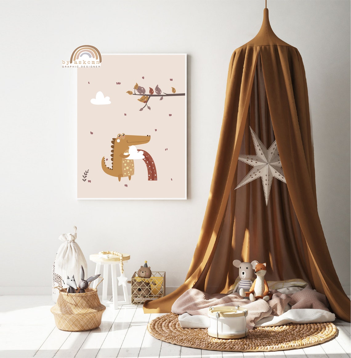Crocodile Nursery Print Nursery Wall Art Print Baby Room Poster Wall Art Bohemian Wall Art Boho Nursery Animal Art - Image 5