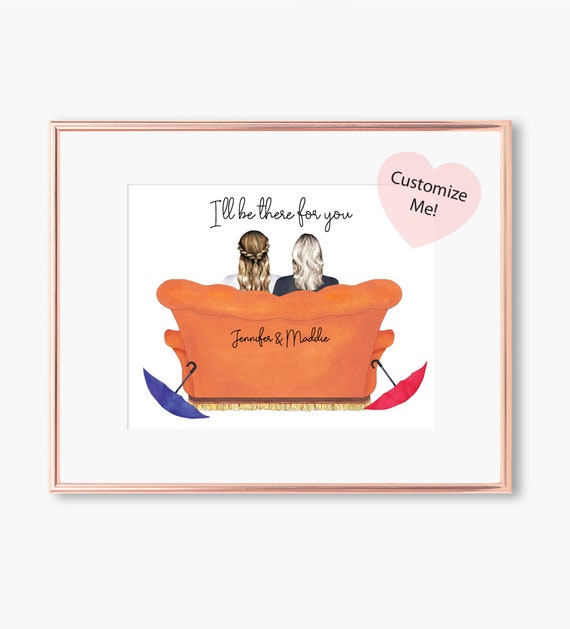 Friends On Couch Wall Art Mothers Day Gift Friend Birthday Keepsake Couch Friends Personalized Friends Keepsake Best Friends Couch