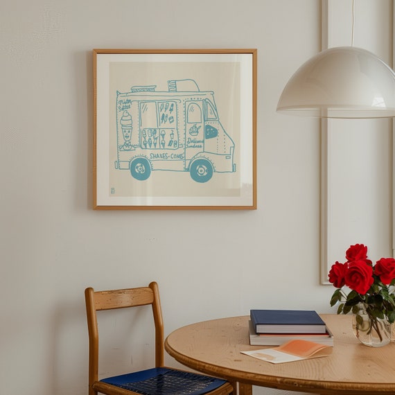 Mister Softee Gicle Fine Art Print Sketch Illustration Line Art Drawing Fine Art Print Wall Decor Ice Cream Art Kids Room Decor