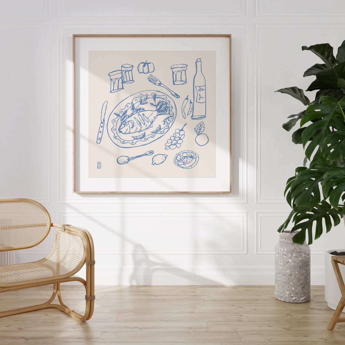 Picnic Gicle Fine Art Print Food And Dining Art Print Wall Art Decor Line Art Fish Art Illustration Art Pascale Berkowitz - Image 3