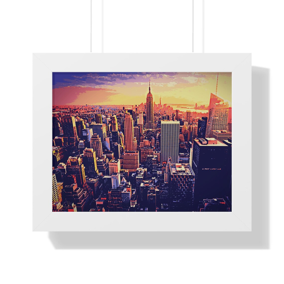 Golden New York City Skyline at Sunset in Warm Tones Framed Poster - Image 3
