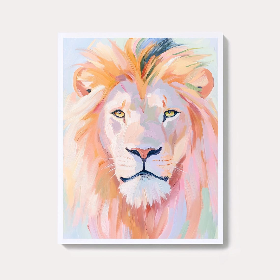 Pastel Lion Art Print Colorful Nursery Decor