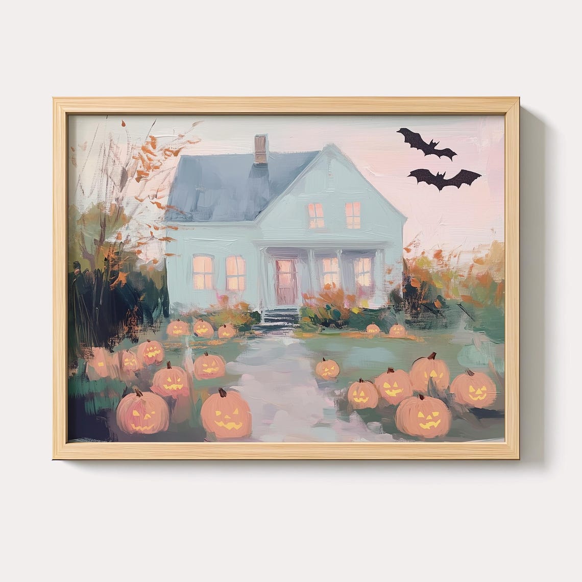Pastel Halloween Farmhouse Jack O Lantern Pumpkin Patch Poster