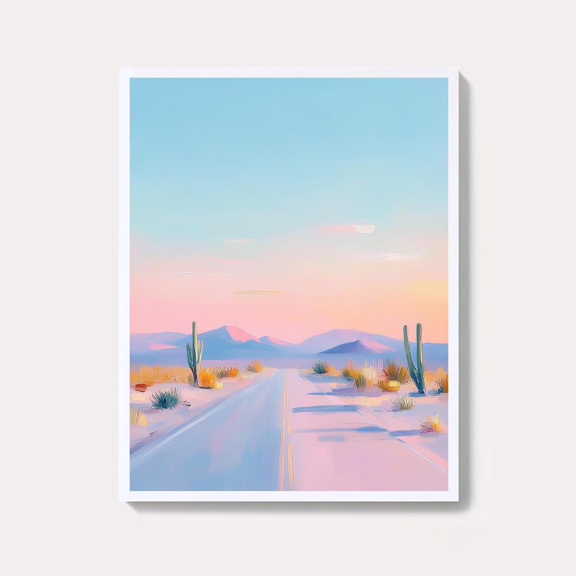 Sunset Desert Road Pastel Gradient Sky Minimalist Southwestern Poster