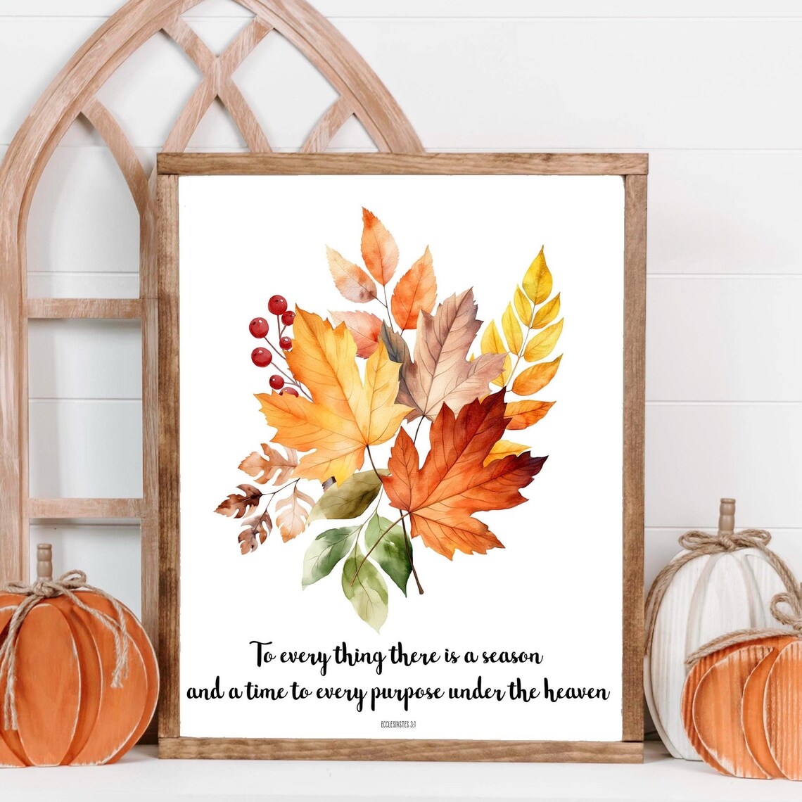 Ecclesiastes 31 Autumn Leaves Watercolor Fall Bible Verse Scripture Poster