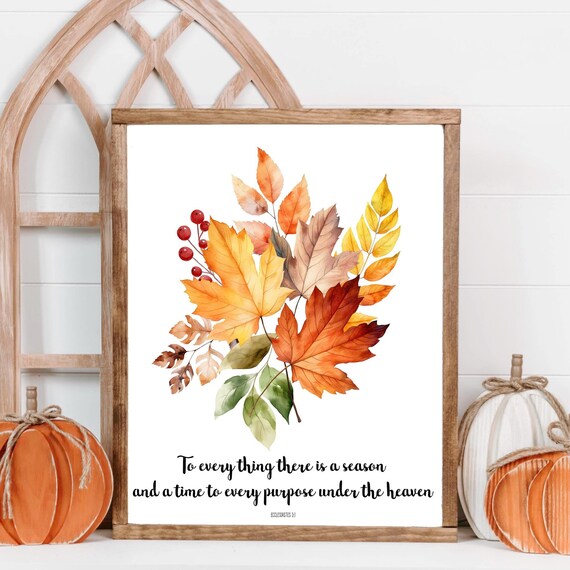 Ecclesiastes 31 Autumn Leaves Watercolor Fall Bible Verse Scripture Poster
