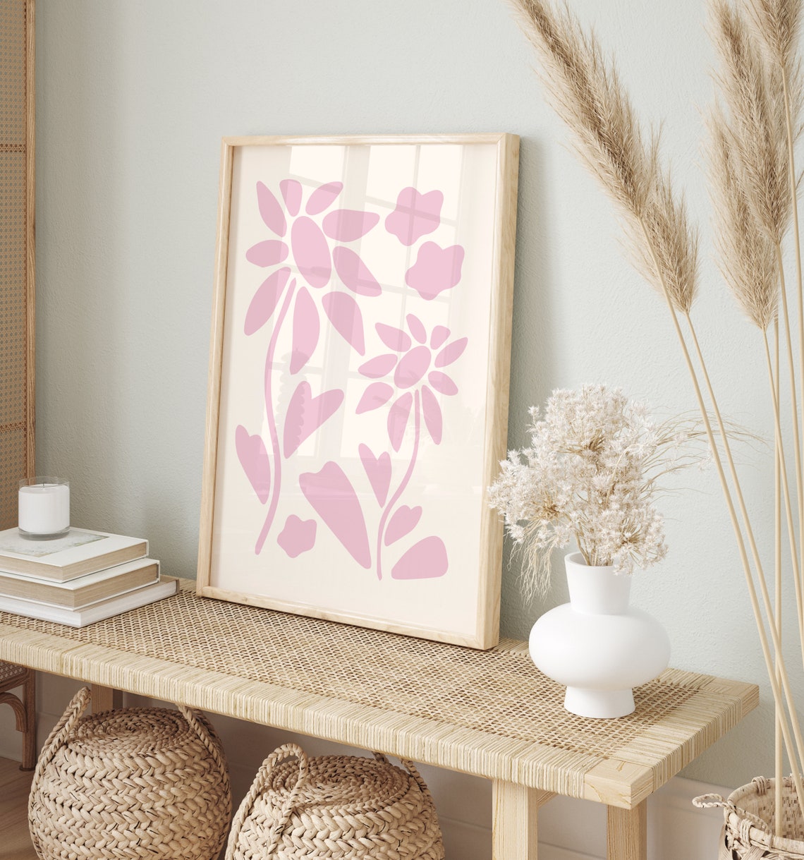 Pink Pastel Abstract Botanical Flowers Poster - Image 2