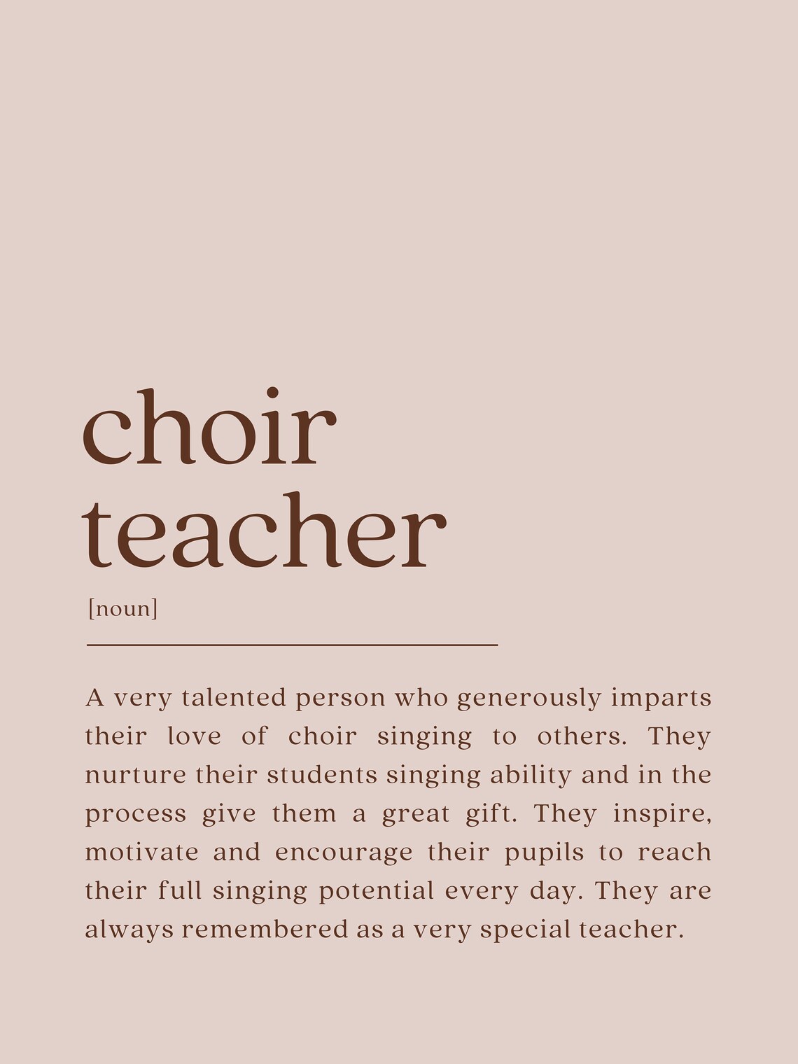 Choir Teacher Dictionary Definition Appreciation Gift Poster in Beige - Image 2