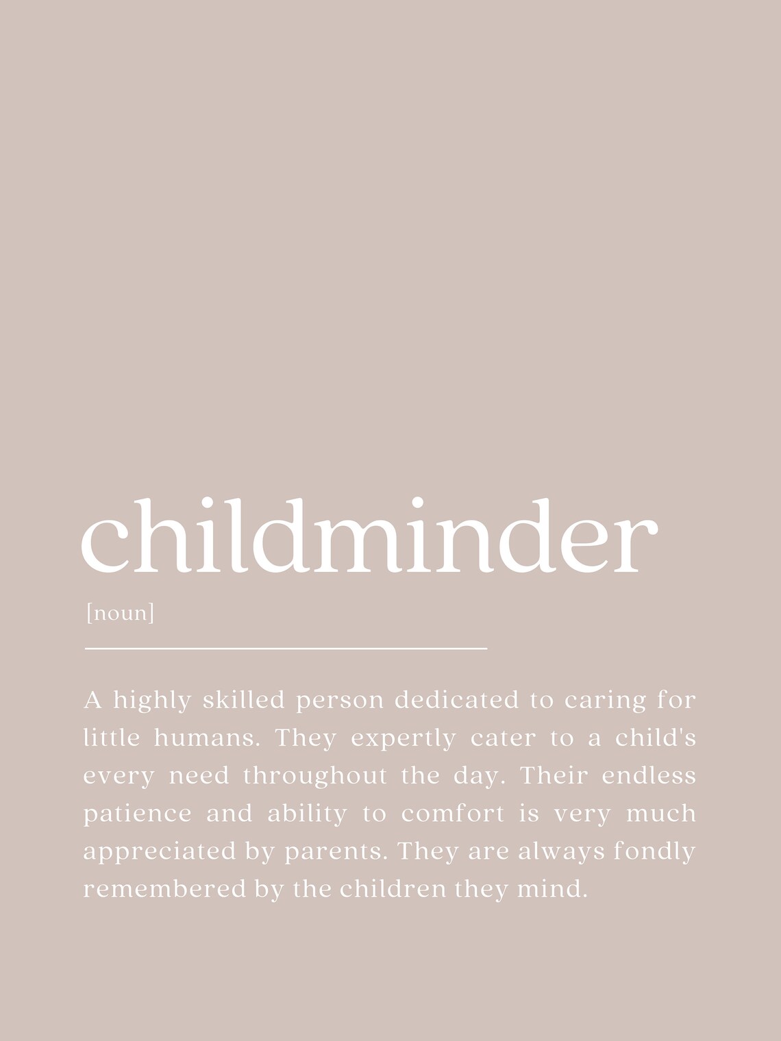 Childminder Dictionary Definition Thank You Gift Poster in Taupe - Image 2