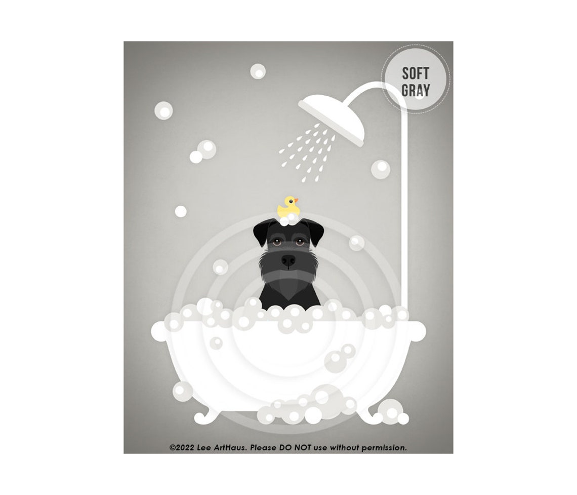 Black Schnauzer Bubble Bath Clawfoot Tub Rubber Duck Bathroom Poster - Image 3