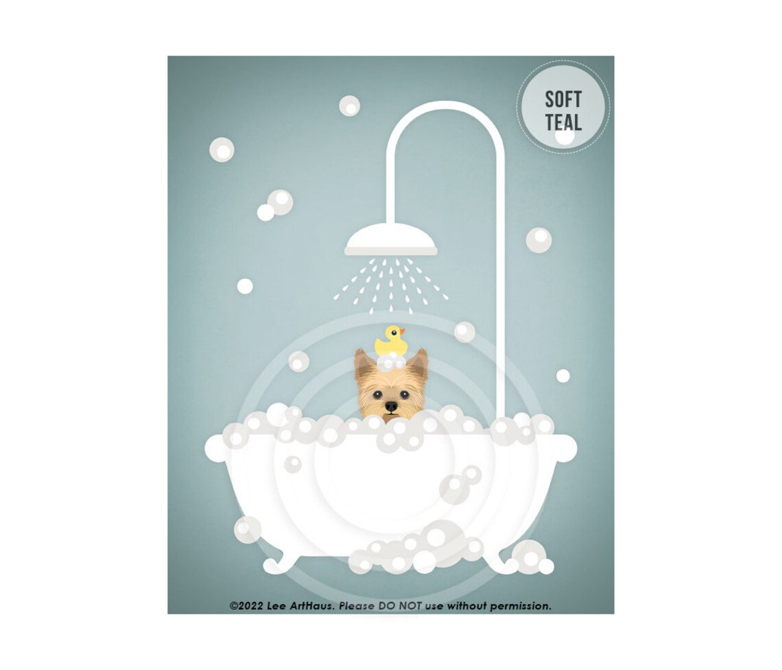 Yorkshire Terrier Bubble Bath Clawfoot Tub Rubber Duck Wall Art - Image 4