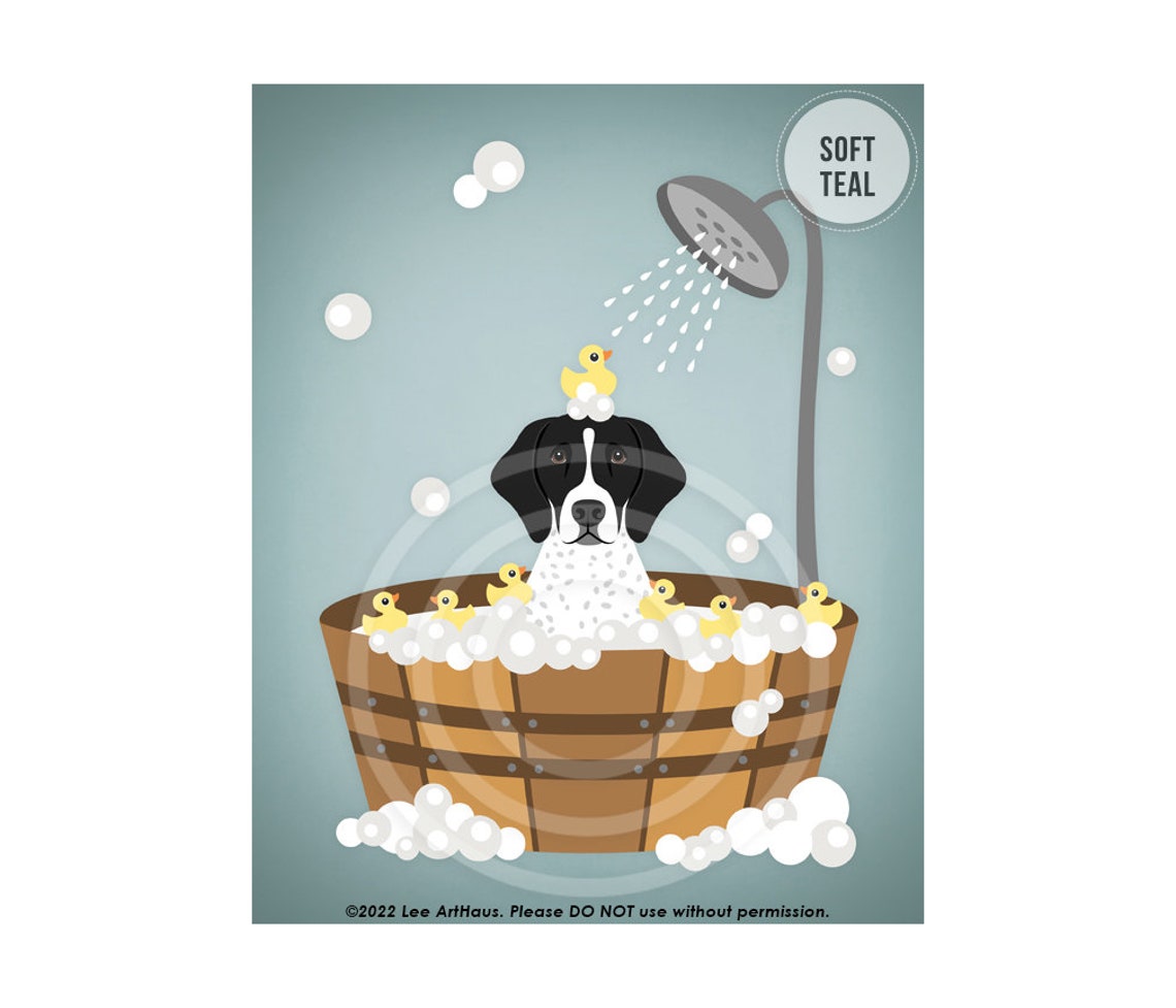 German Shorthaired Pointer In Wooden Tub Bath With Rubber Ducks Poster - Image 4