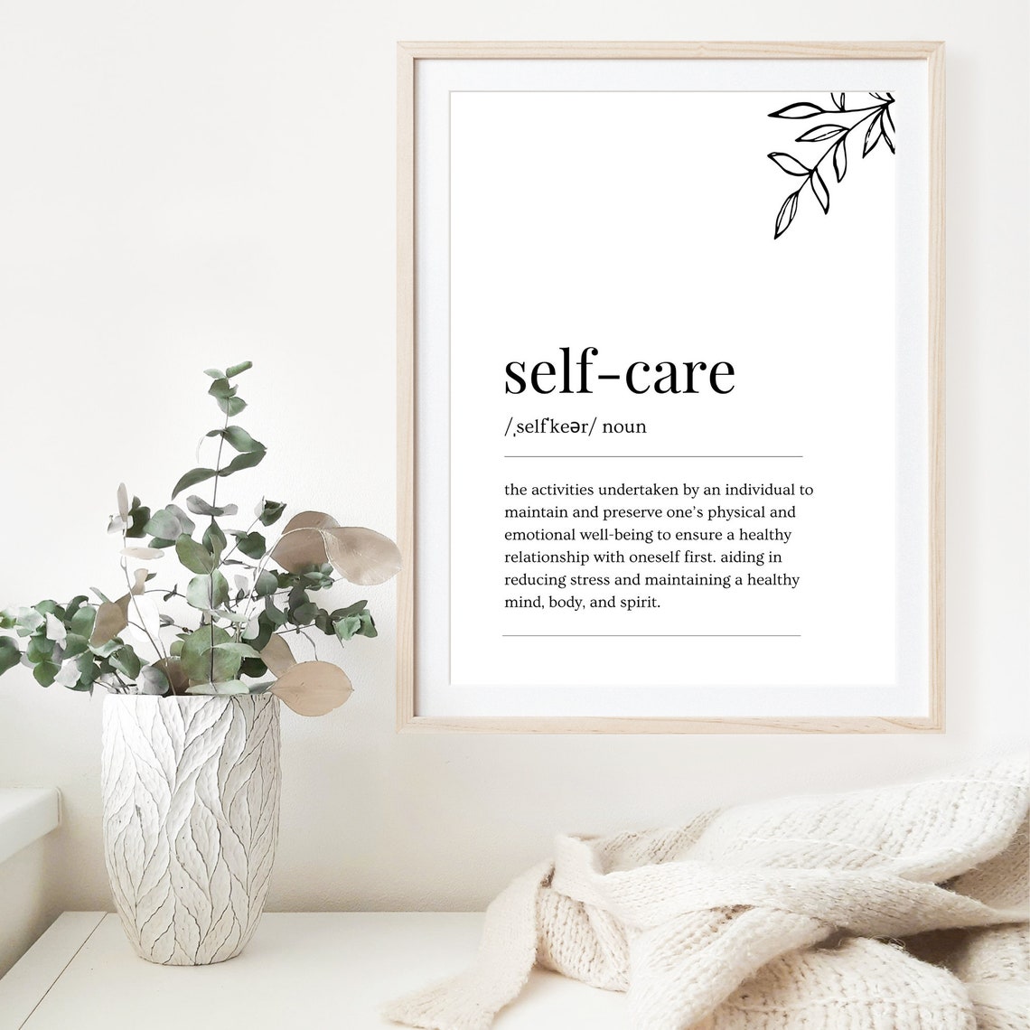 Self Care Definition Word Art Minimalist Typography Wall Poster - Image 6